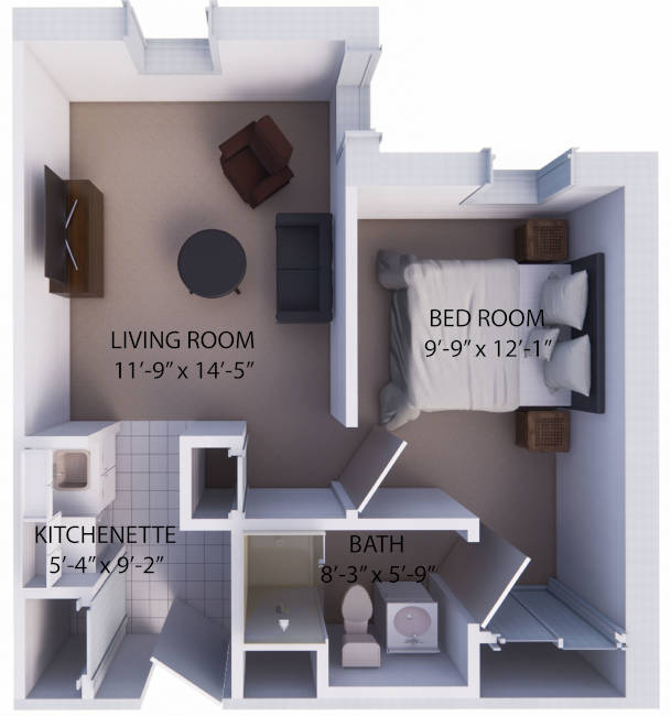 Assisted Living One Bedroom Floor Plan