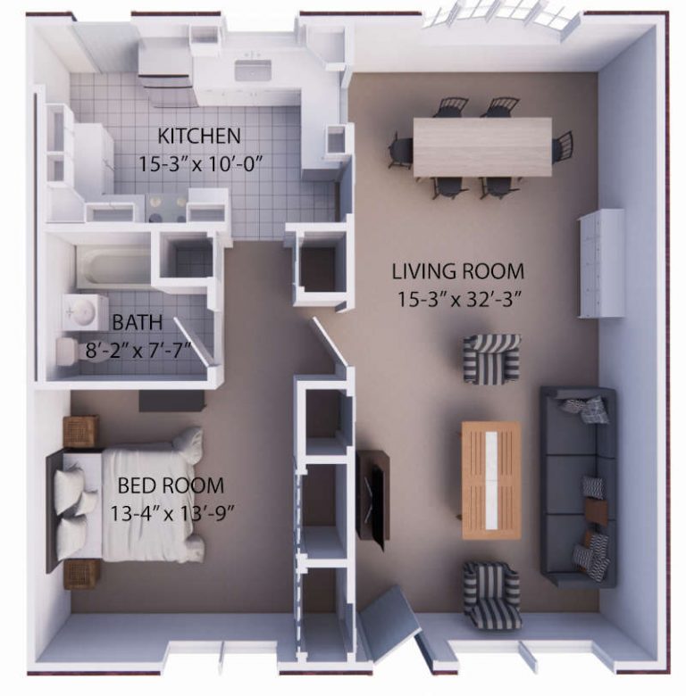 Independent Living One Bedroom Floor Plan